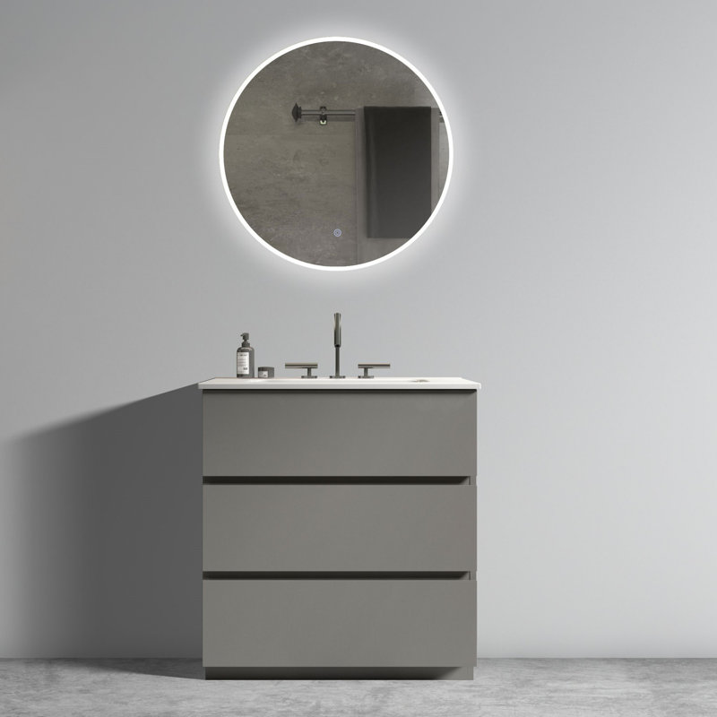 Meuble-lavabo 30 po avec lavabo, Blanc, Gris