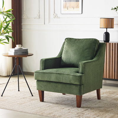 29"W T-Cushion Polyester Solid Wood Small Bedroom Chairs Mid Century Modern Accent Chair 