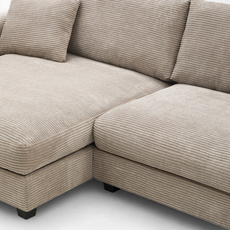 Oversized Sectional Sofa With Chaise, Khaki Corduroy