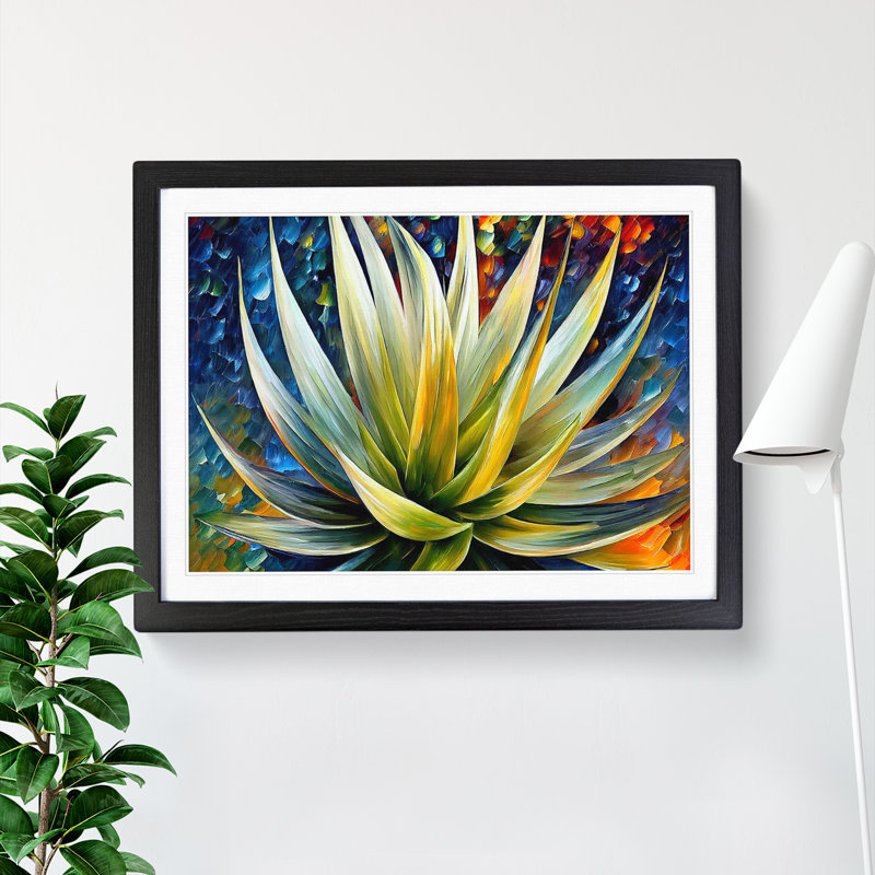 Aloe Vera Succulent Plant Vol.2 - Single Picture Frame Painting, 46cm H x 64cm W x 2cm D, Black