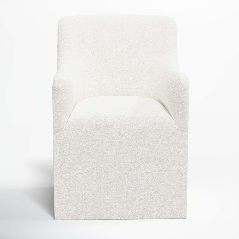 Priya Dining Chair In Zuma Pumice, Classic Snow Boucle