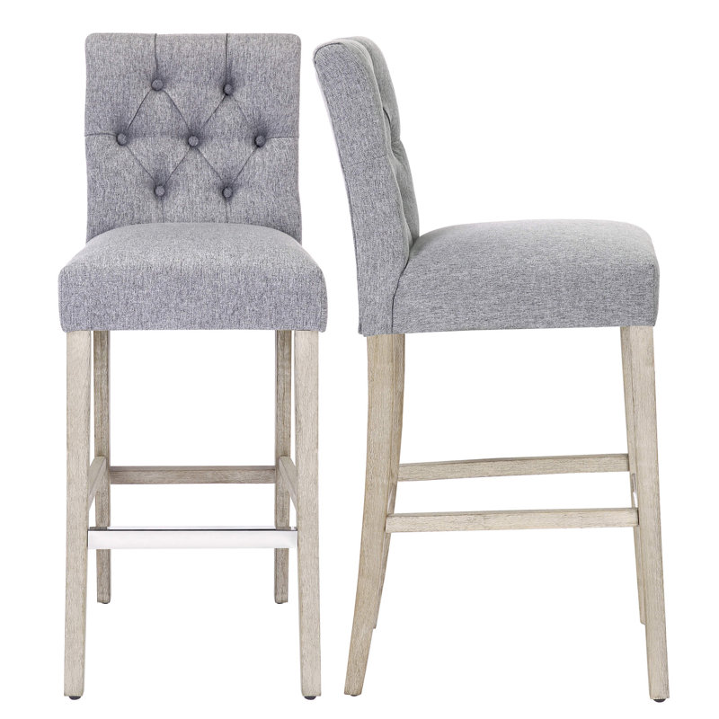 Tabouret de bar et de comptoir Wren (ensemble de 2), Gris antique, Gris, Tabouret de bar (siège d'une hauteur de 29 po)