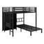 Lit superposé en métal avec bureau pliant, garde-robe à DEL