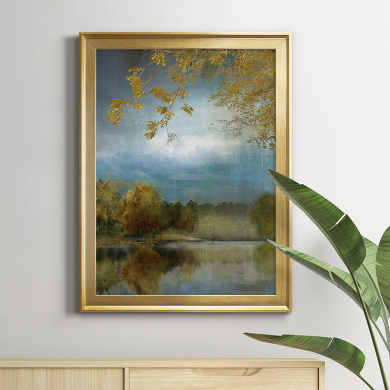 Golden Leaves - Peinture sur toile encadrée, Or, H 18,5 po x l 24,5 po x P 1,5 po