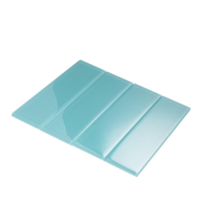3'' x 12'' Glass Subway Wall Tile, Aqua