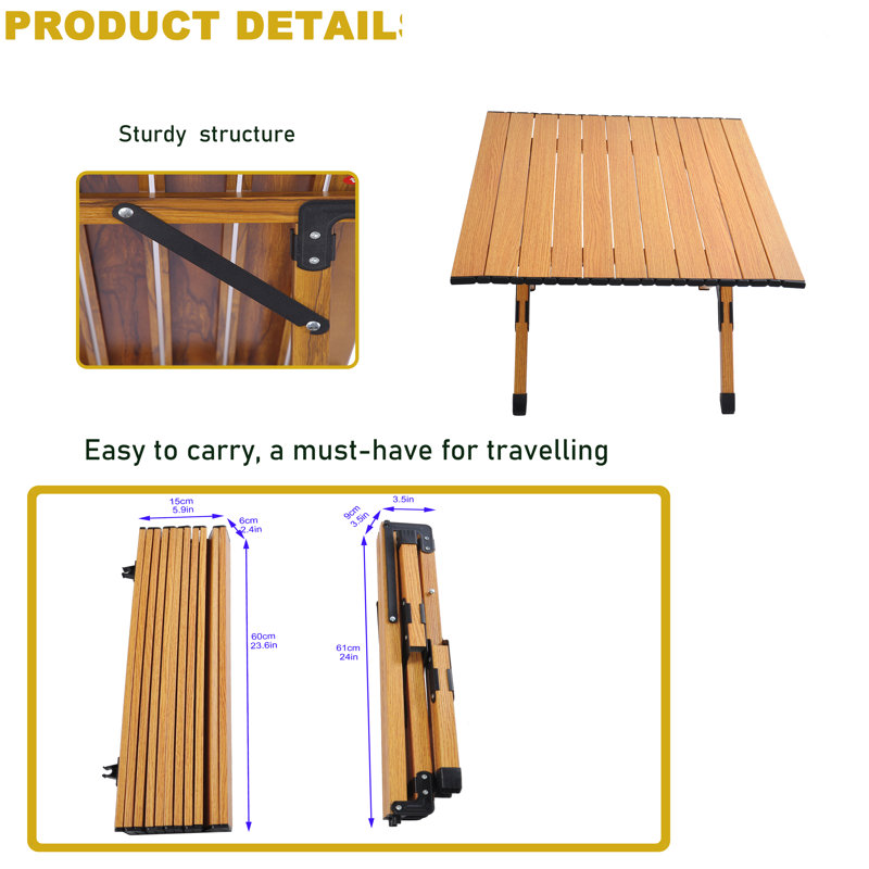 Birkir Square Aluminum Outdoor Folding Picnic Table