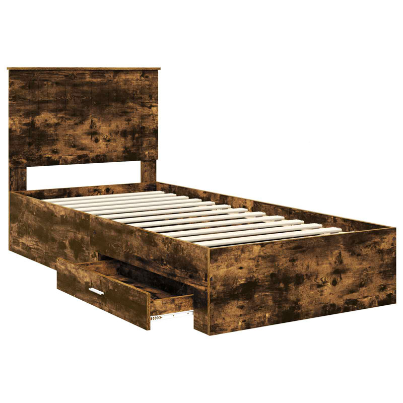 Bed, European Single (90 x 200 cm), Smoked Oak