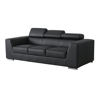 Canapé à accoudoirs carrés en cuir véritable 87 po Icon