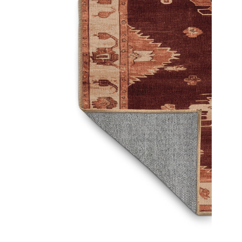Tapis brun lavable à la machine, Rond 4 pi