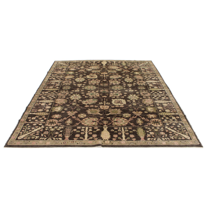 Tapis Oushak 7x9 brun et multicolore