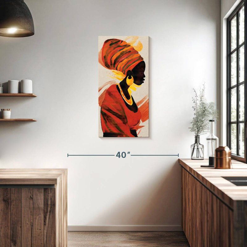 Femme en tenue africaine, H 36 po x l 18 po