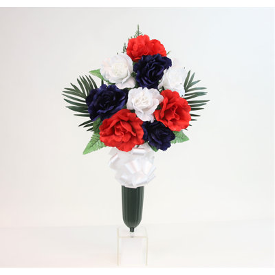 Large Multi Colour Rose Cemetery Vase
