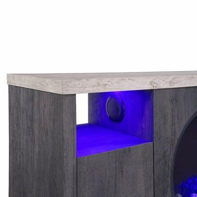 Grey 60" Entertainment Unit With Bluetooth Speaker And Led