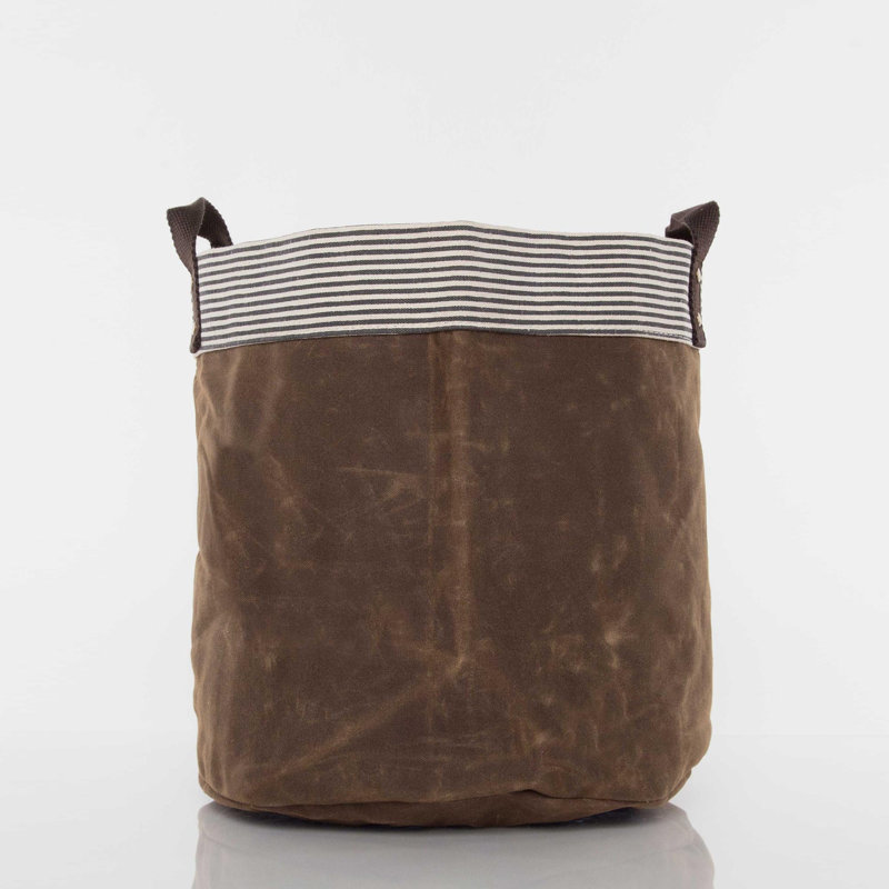 Bac de rangement en tissu ciré, Kaki, Petit