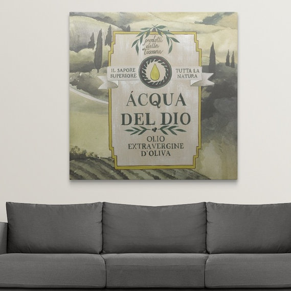 Publicité rétro Anjelyka, H 35 po x l 35 po x P 1,5 po, Toile