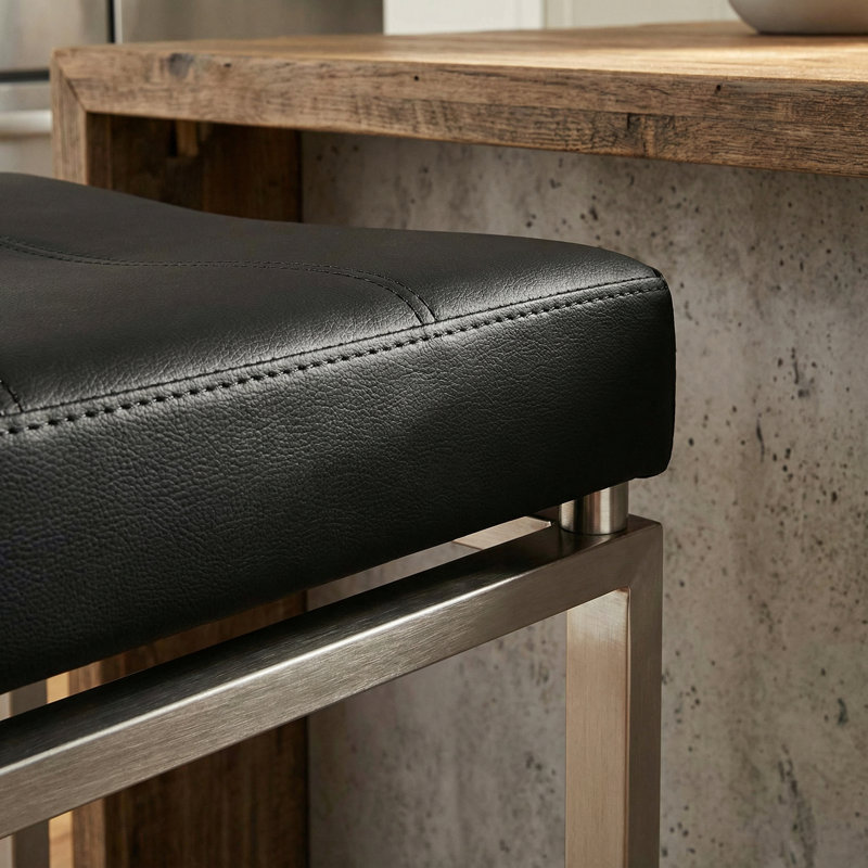 Avel Upholstered Counter Stool with Metal Frame, Black