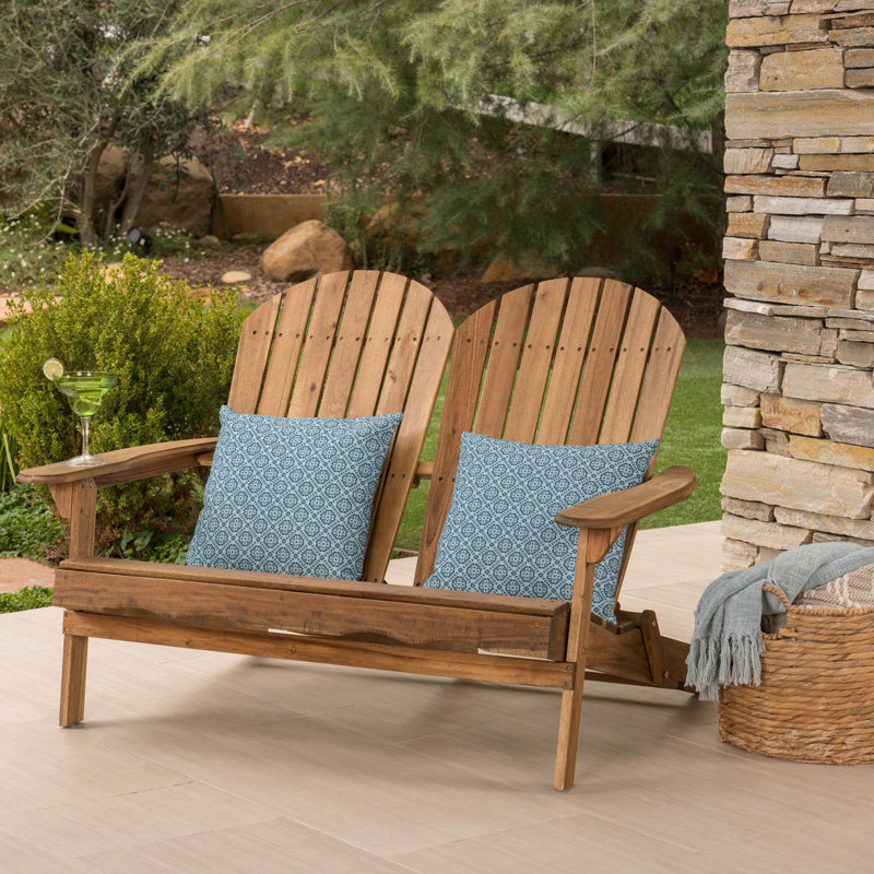 Wood Adirondack Loveseat Double Chair For Garden Yard