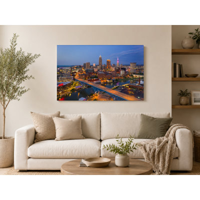 Cleveland Skyline from the Flats — Landscape Canvas Wall Art