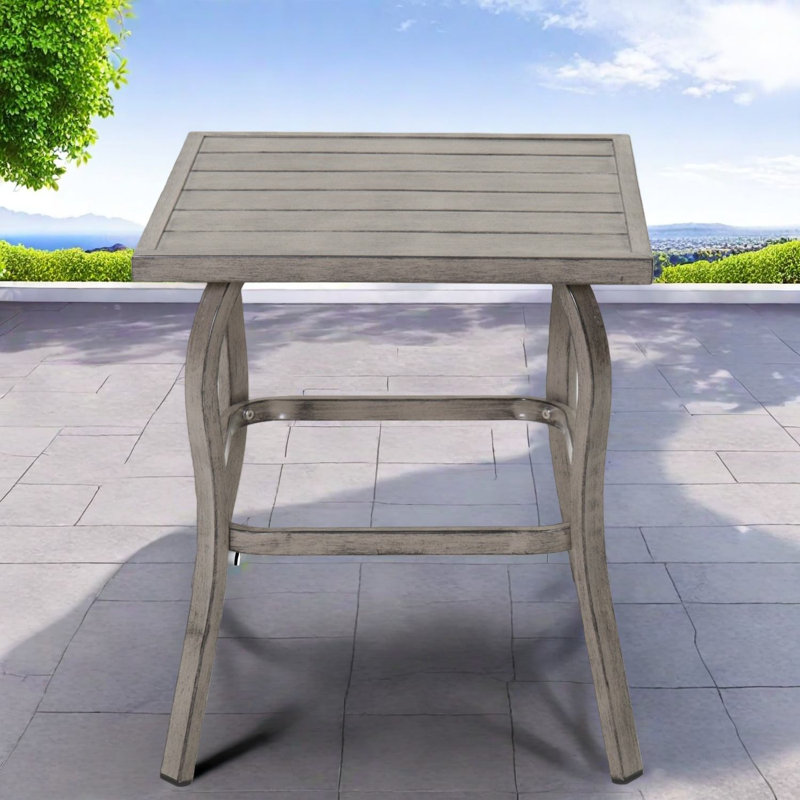 Durable Steel Patio Tables, 19.3 Inch Modern Compact Accent For Outdoor