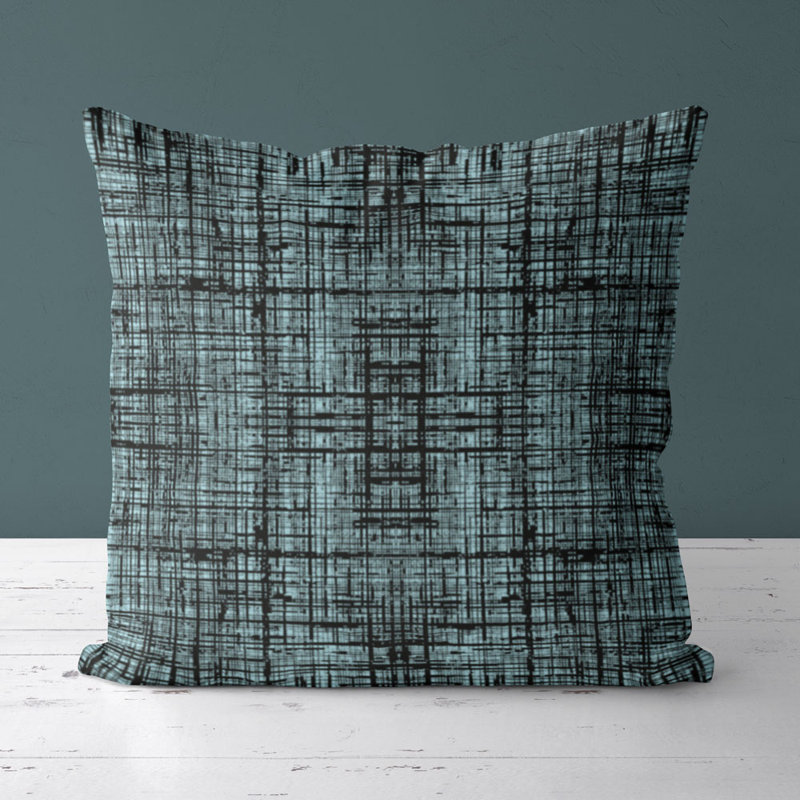 Housse de coussin carré et insert, Noir / Turquoise