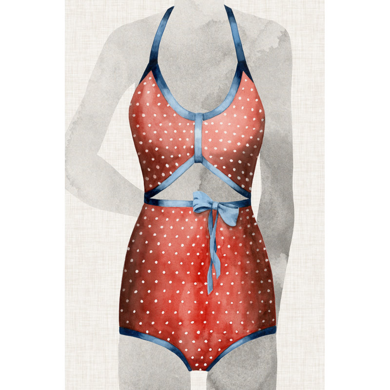 Vintage Bathing Suit II - Wrapped Canvas Painting, 30cm H x 20cm W x 4cm D