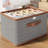 2 PCS Storage Bins with Lids, Collapsible Closet Organizer Container, Fabric Organizer Box with Handles, Decorative Storage Boxes with Lids for Organizing Clothes, Books, File,-570443014-570443012