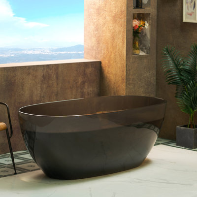 WOODBRIDGE 63" L x 28-3/8" W Luxury Contemporary Solid Surface Stone Resin Freestanding Bathtub