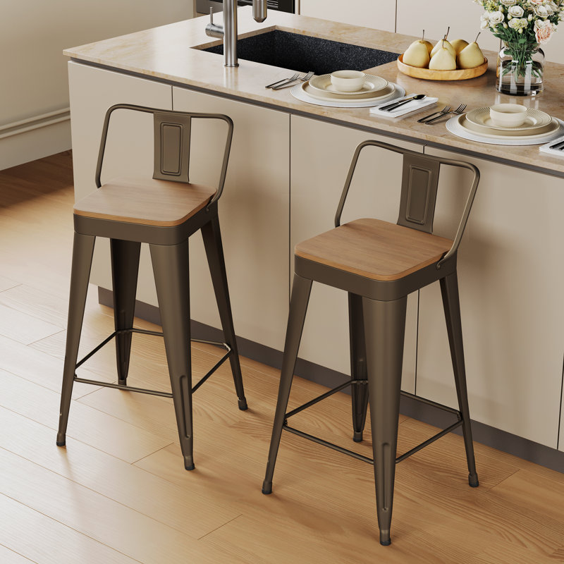 Comptoir et tabourets de bar en métal, Tabouret de comptoir (siège d'une hauteur de 24 p, Rouillé