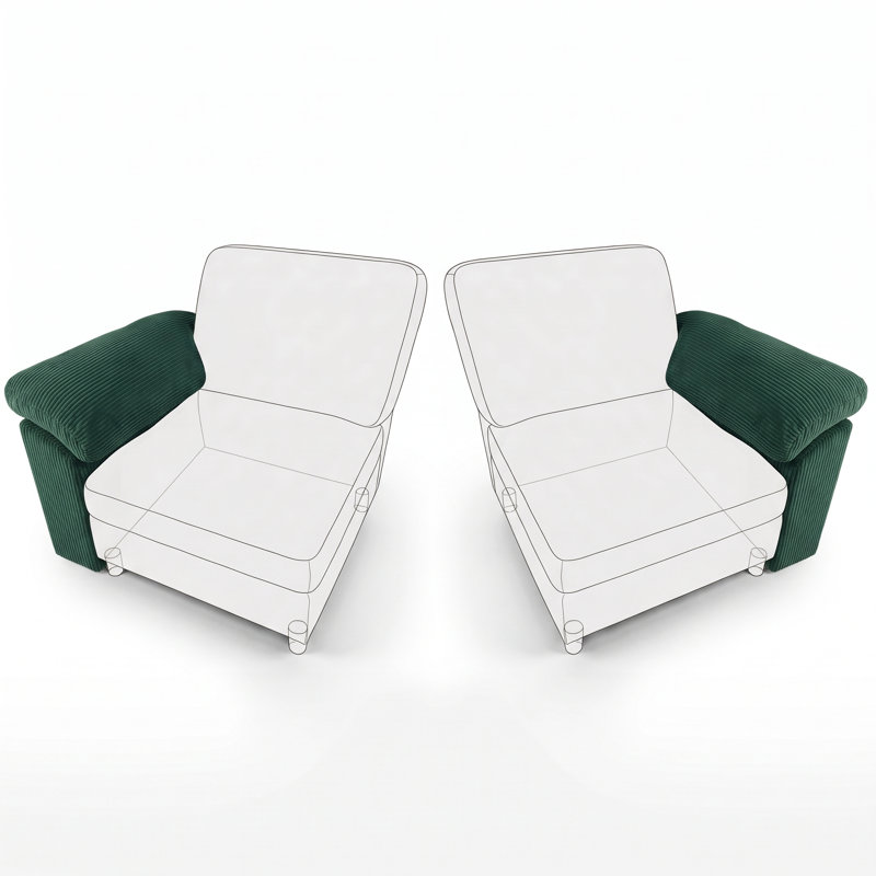 Happel Upholstered 8.19 " L-Shaped Sectional, Green