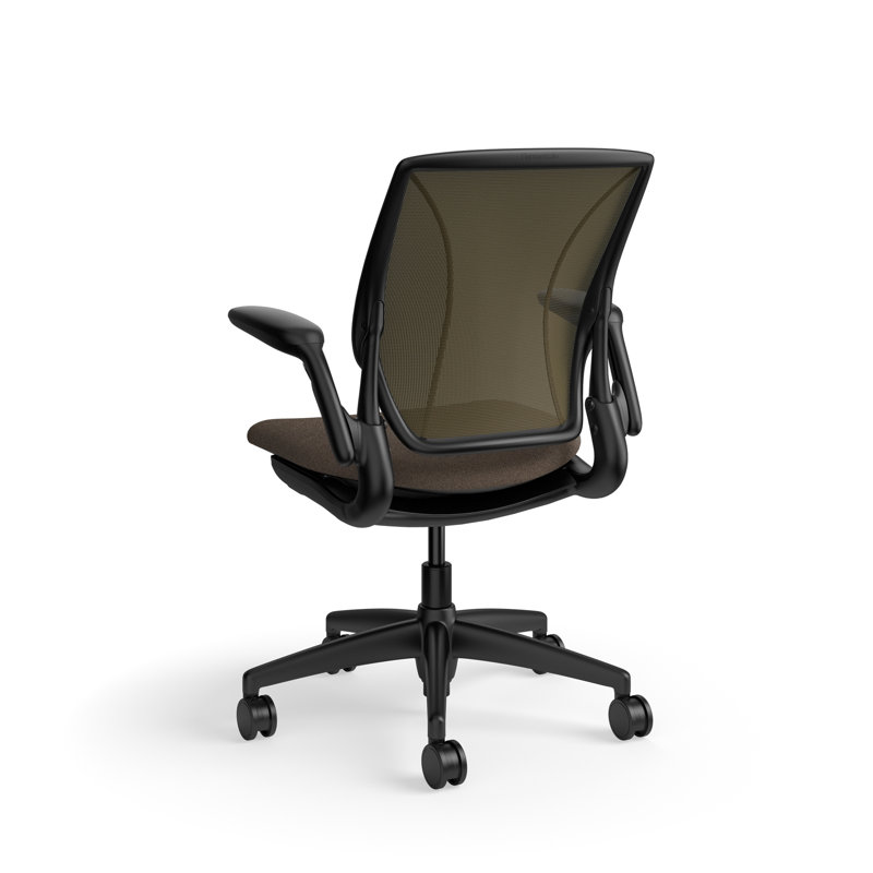 World LM, Ergonomic Task Chair with Poppy Seed Backrest, and  Autumn Upholstered Seat, Black, Brown Fabric, Brown Mesh