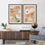 Abstrait botanique, "Œuvre florale bohème orange et verte vibrante, images murales de campagne française moderne, ensemble de 2 impressions murales sur toile,"-91068934-91068933