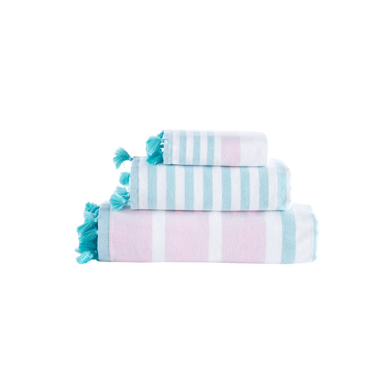 Ensemble de serviettes Brooks Brothers, Rose, Ensemble 3 serviettes de bain