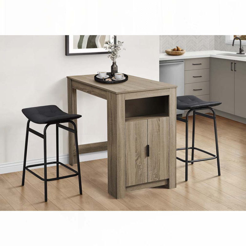 Barstool, Counter Height, Set Of 2,, Black, Black