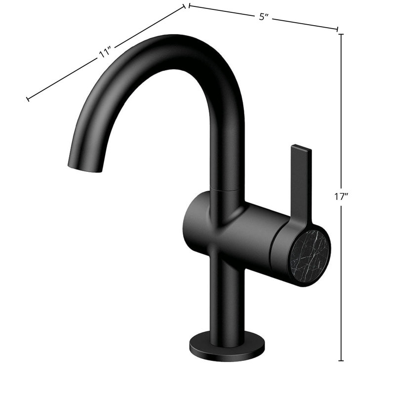 Robinet pour salle de bain à poignée simple DAX Portofino, Noir, noir, noir, noir