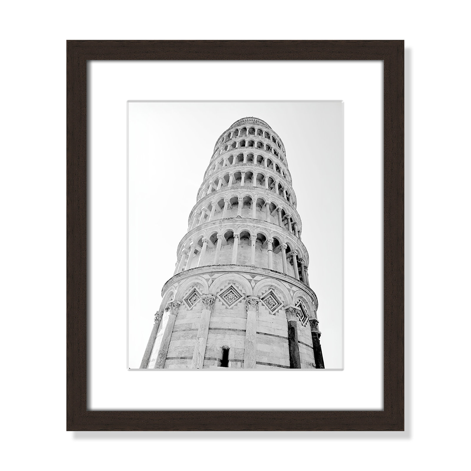 Iconic City Collection "Pisa" Print by Natalie Carpentieri, Walnut Single Picture Frame, Yes, 15" H x 13" W x 1.25" D
