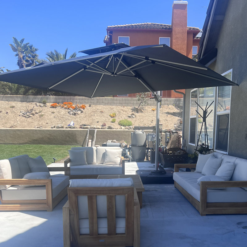 Parasol rectangulaire en porte-à-faux 9 pi x 12 pi Gardette, bleu marine, Bleu marine, 9' x 11'