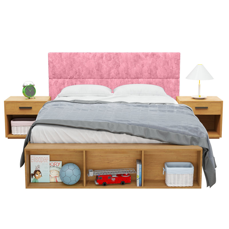 Upholstered Padded Headboard - Wall Mounted Panels, Full/Queen, Rose Quartz