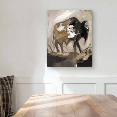 Abstract Buffalo - Beige Metal Print for Home Decor | Office Art