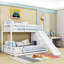 Lit superposé simple au-dessus de double avec glissière et escalier de rangement, tablettes-92593946