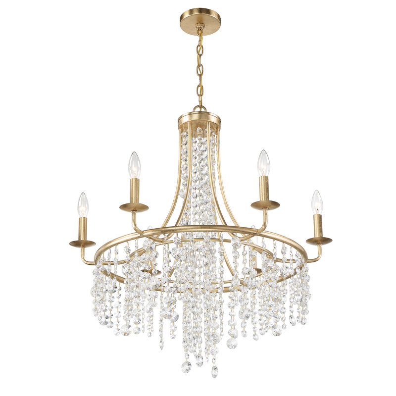 Mardis 6 - Light Dimmable Wagon Wheel Chandelier, Gold