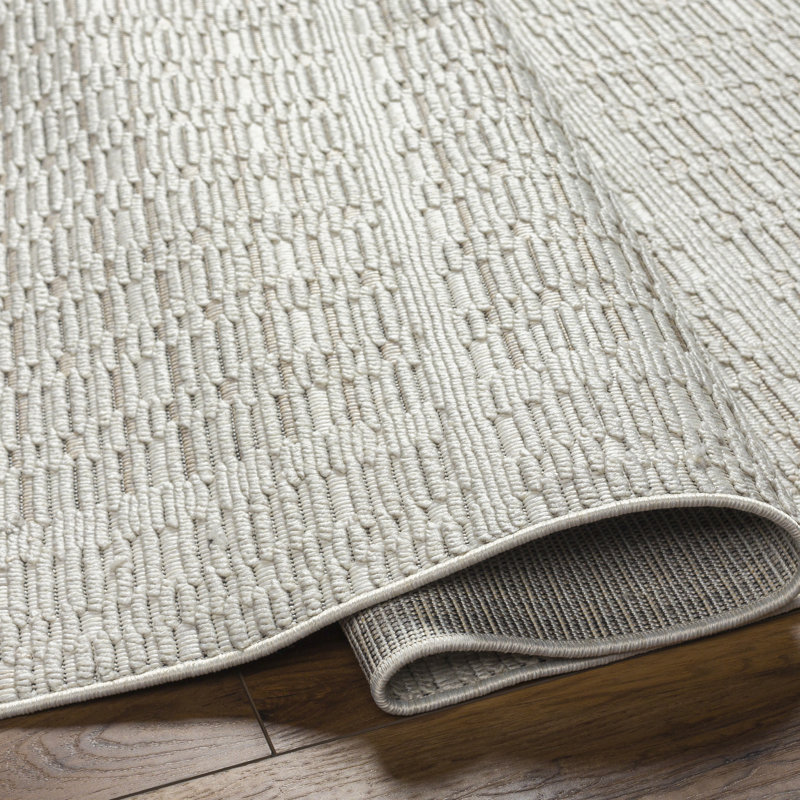 Gean Machine Woven Polyester Area Rug in Cream/Gray, Runner 2'7" x 7'3"