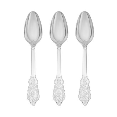 Shiny Baroque Silver Plastic Spoons