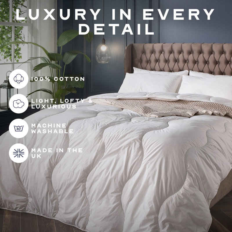 Retreat Snuggledown Indulgent Cotton 10.5 Tog All Year Round Duvet with 2 Pillows, Single