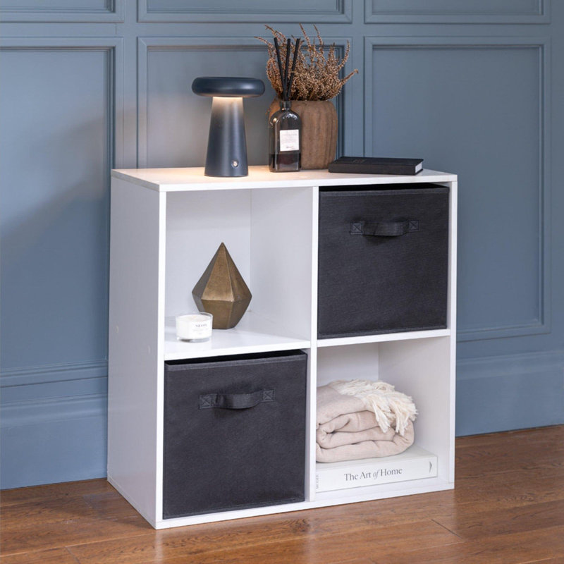 Northville 61cm W Cube Bookcase, (4 Shelves) 61cm H x 61cm W x 30cm D, White/Black