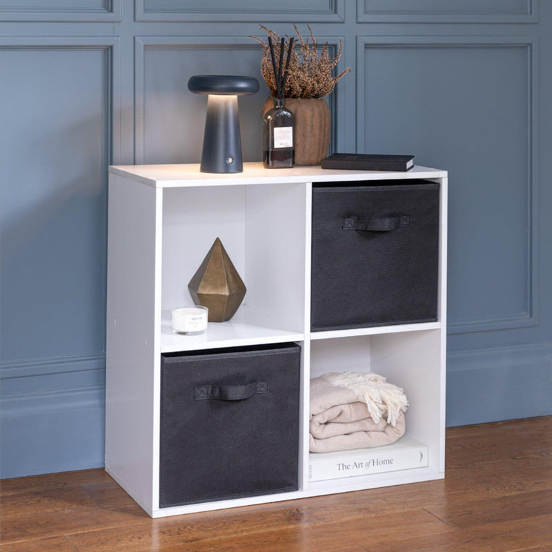 Northville Cube Bookcases with baskets, (4 Shelves), White/Black