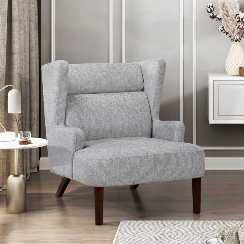 Ferriday 27.5" Flared Arms Chenille Chair, Gray Chenille