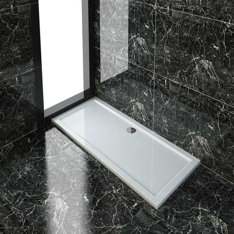 Carnbore Stone Standard Shower Tray - White, 40mm H x 1600mm W x 700mm D