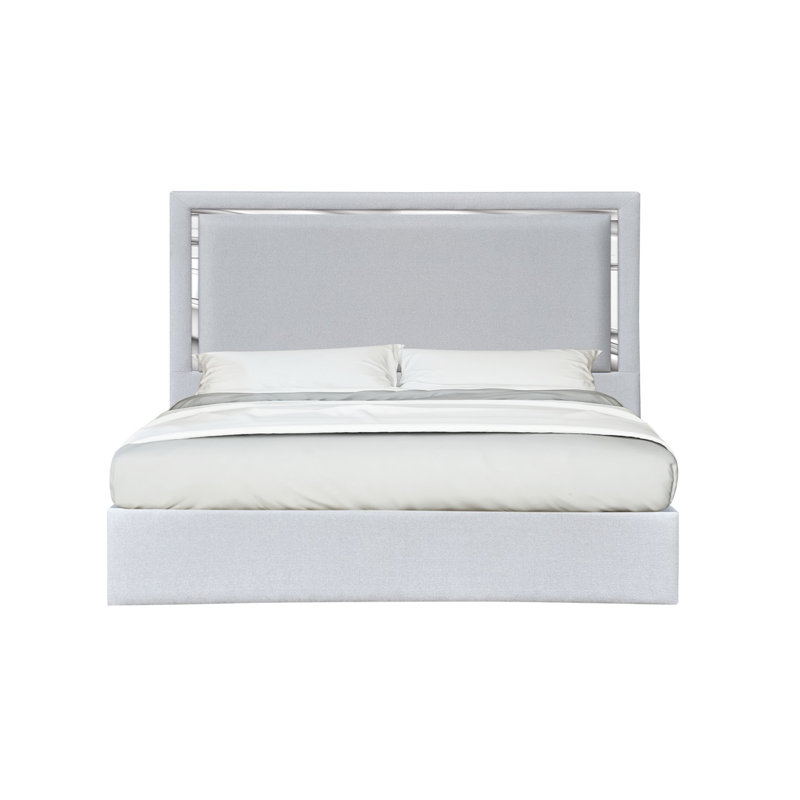 Dilver Upholstered Platform Bed, King, Silver Gray