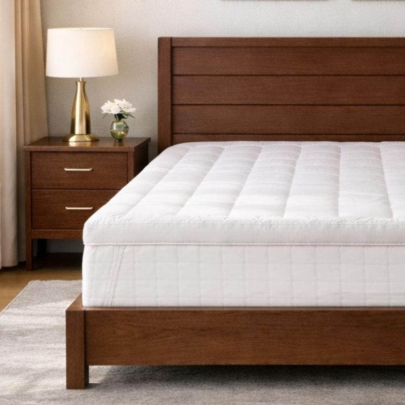 MHG Living Box Stitched Microfibre Mattress Topper - Ultra Soft Breathable Bed Topper With Elasticated Straps