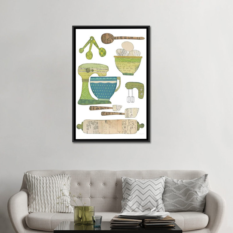 « cuisine i », reproduction d’impression sur toile tendue, H 26 po x l 18 po x P 1,5 po, Toile avec cadre noir, Pas de tapis